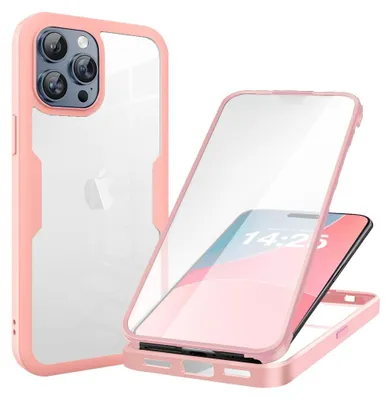 Produktbild von 360 Grad Rundum Schutz Handyhülle für Apple iPhone 16 Pro Full Cover Vollschutz Case Farbe: Rose