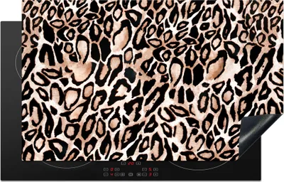Produktbild von KitchenYeah© Herdabdeckplatte Panther Druck - Flecken - Schwarz , 83x51cm, Küche Deko, Glaskeramikkochfeld Herdabdeckung, Abdeckplatte fùr Kochfeld
