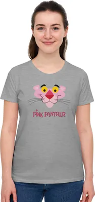 Produktbild von Pink Panther T-Shirt für Damen Oberteil Frauen Shirt kurzärmlig Rundhalsausschnitt Top Grau L