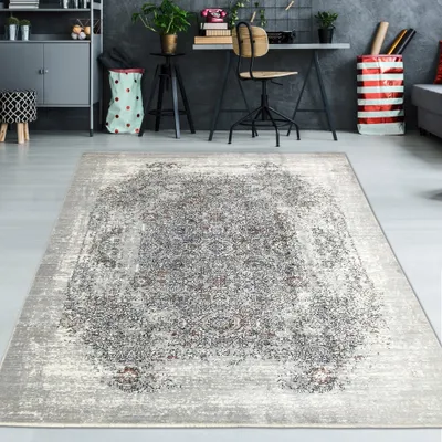 Produktbild von Abstrakter Teppich in orange grau Größe - 160 x 230 cm