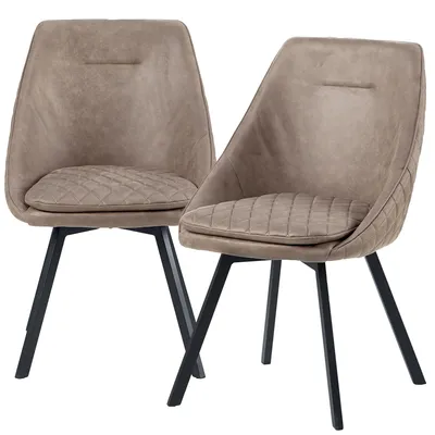 Produktbild von Essstuhl Drehstuhl Esszimmerstuhl Designstühle Kunstlederbezug in Antik Optik Küchenstuhl , Farbe:Taupe;Menge:2 St.