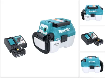 A collage of images showing a cordless vacuum cleaner and its accessories.
