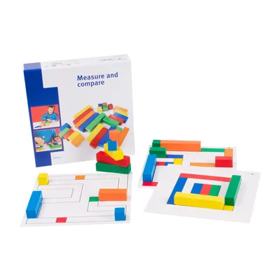 Produktbild von Lernspielzeug: Messen & Vergleichen mit 25 Holzblöcken und 6 Aufgabenkarten