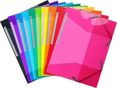 Produktbild von Eckspannmappe Iderama A4 P 500my transluzent farbig sortiert Packung mit 10 Stück