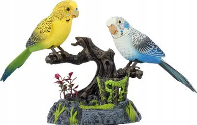 Produktbild von Lolex | Figurine Singende Vögel - 2 Stück - Interaktive Papageien - Schreibtisch Gadget - 20 X 23 X 15 Cm
