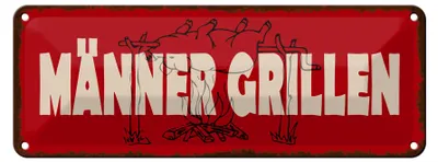 Produktbild von Blechschild Hinweis 27x10cm Männer Grillen Dekoration