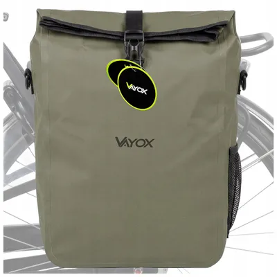 Produktbild von Vayox VA0444G Fahrradtasche, 20 l, PVC, 29x15x50 cm, Hakenbefestigung, wasserdicht, für Fahrräder, Schnellmontage, Grün