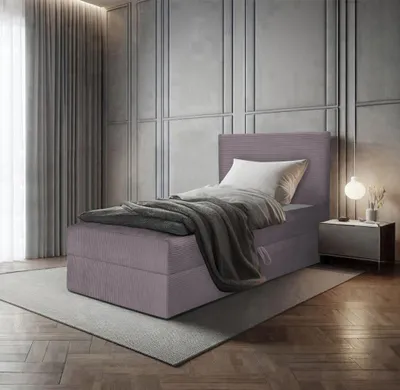 Produktbild von Bett, Boxspringbett, Continentalbett BERG MINI POSO mit Bonell Matratze, Einzelbett mit Container, H3 (80x200 cm, Rosa - Poso 27, Ohne Topper)