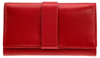 Produktbild von Leder Geldbörse mit RFID Schutz, Münzfach & Scheinfach für Damen - Portemonnaie mit Kreditkartenfächern - Kirschroth Rot