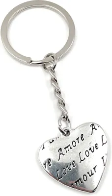 Immagine prodotto di Portachiavi Onwomania - "Heart Amore Love" - portafortuna in metallo ideale come regalo, ad esempio per la migliore amica o la mamma