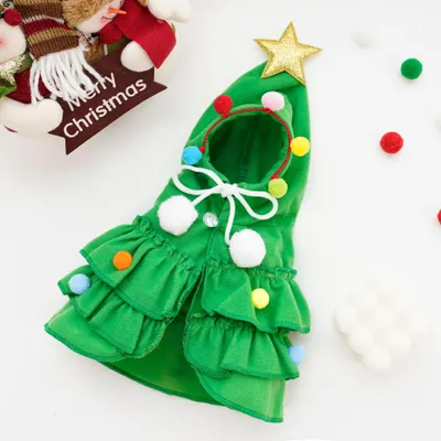 Produktbild von Weihnachtskostüm für Haustiere – Geeignet für kleine und mittelgroße Katzen und Hunde – Größe M – Grün