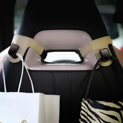 Produktbild von 2er Set Auto Kopfstützenhaken Kunstleder Beige für Sportsitze