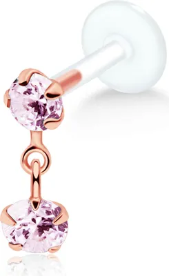 Produktbild von Ohrring Tragus Ohrpiercing 925 Sterling Silber rosévergoldet mit Zirkoniasteinen in verschiedenen Farben Farbe - Pink Stablänge - 10 mm
