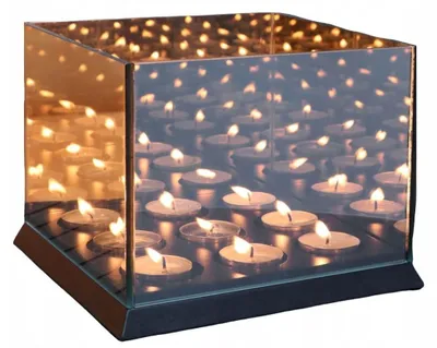Immagine prodotto di Porta candele a forma di teelicht, in vetro a specchio, forma circolare, dimensioni 14,5 x 11 cm
