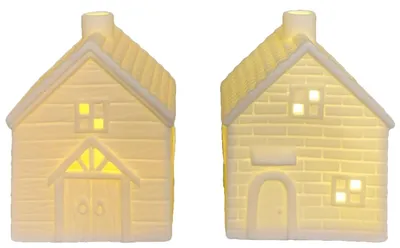 Produktbild von Dekoobjekt LED Lichthäuser, aus Porzellan Weiß, in 7,8 cm