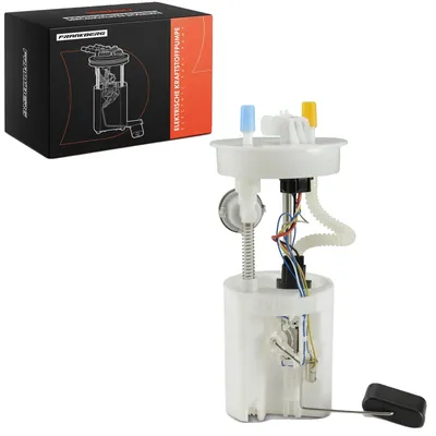 Imagen del producto de Bomba de combustible, con un ancho de 108,5 mm, una altura de 246 mm, voltaje de 12 V, caudal de 95 litros por hora y 7 conectores
