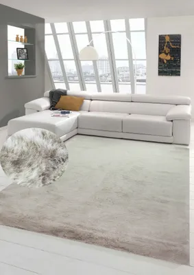 Produktbild von Teppich Kunstfellteppich Hochflor Faux Fur Hasenfell uni Farbe beige Größe - 60 x 90 cm