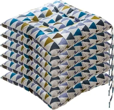 Produktbild von 6er-Set Stuhlkissen, 40x40 cm Sitzkissen, Dekorative Stuhlkissen, Gartenkissen, Stil C