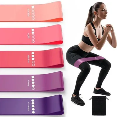 Productafbeelding van Fitnessset met 5 elastische weerstandsbanden van rubber