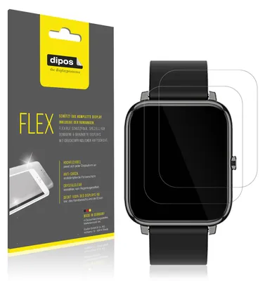 Obrázek produktu pro 2x ochranná fólie pro Popglory Smartwatch, 100% pokrytí displeje, dipos Flex