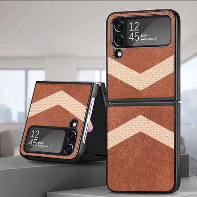 Image de Étui pour Samsung Galaxy Z Flip4 5G en similicuir / motif en V - Neuf