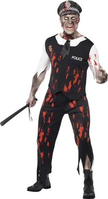 Obrázok produktu pre Horor zombie policajt Halloween kostým čierno-bielo-červený