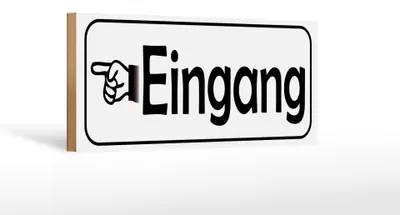 Produktbild von Holzschild Hinweis 27x10cm Eingang linke Hand
