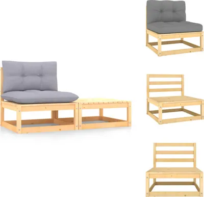 Produktbild von vidaXL 2-tlg. Garten-Lounge-Set mit Kissen Kiefer Massivholz -  Gartensofaelemente