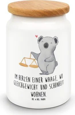 Produktbild von Mr. & Mrs. Panda zuckerdose Waage Astrologie - Weiß - Geschenk, Tierkreiszeichen, Keksdose, Sternzeichen, Dose, Vorratsbehälter, aufbewahrungsbehälter, Kaffeedose