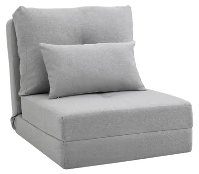 Image de Chauffeuse canapšŠ-lit convertible fauteuil 1 place avec 1 coussin avec dossier ršŠglable, gris clair