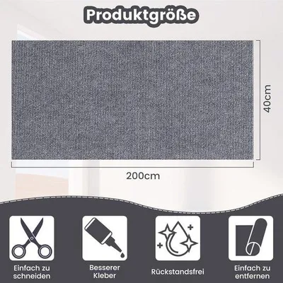 Produktbild von Grau Selbstklebende Katzenkrabplank für Möbel - Selbstklebende Katzenkrabmat für Tischbeschutz - Grau Katzenkrabplank für Möbel (200 x 40 cm)