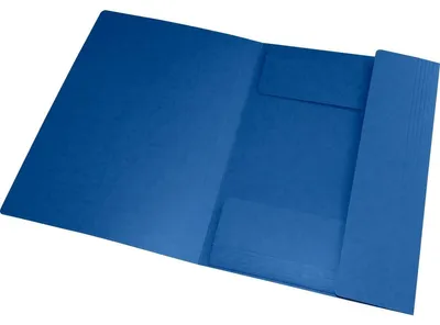 Image de Chemise d'angle Oxford, DIN A4, 390 g, 3 rabats, élastique, bleu, avec porte-étiquette et étiquette de dos