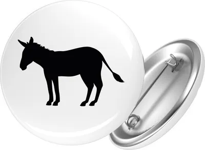 Produktbild von Huuraa Button Esel Silhouette 25mm rund mit Sicherheitsnadel Ansteckbutton Geschenkidee