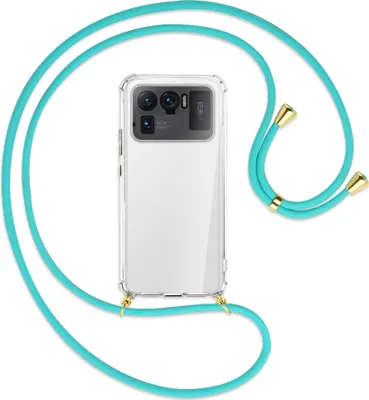 Produktbild von Handykette Backcover-Schutzhülle mit Band (Metall goldfarben) für Xiaomi Mi 11 Ultra - türkis