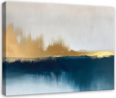 Produktbild von Leinwandbild - Wandbild Wohnzimmer Schlafzimmer - 60x40 cm - Leinwandbilder - Wandbilder XXL - Wanddekoration - Bilder Abstrakt Grau Gold
