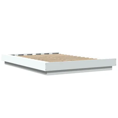 Obrázek produktu pro vidaXL Rám postele s LED diodami bílý 135x190 cm Materiál na bázi dřeva