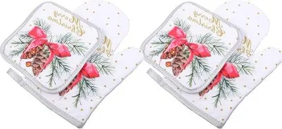 Produktbild von Famanu Ofenhandschuhe Hitzebeständig - Weihnachtsmotiv