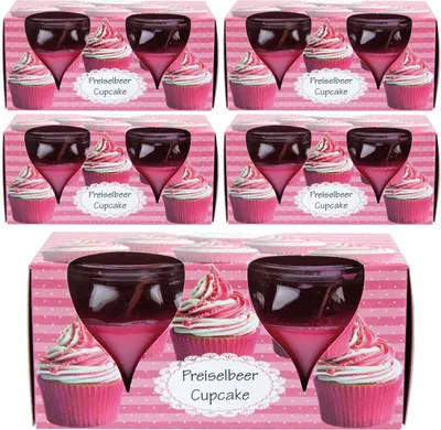 Produktbild von Duftkerzen Creation 10er Pack im Glas, lange Brenndauer und angenehmer Duft ( Preiselbeer Cupcake )