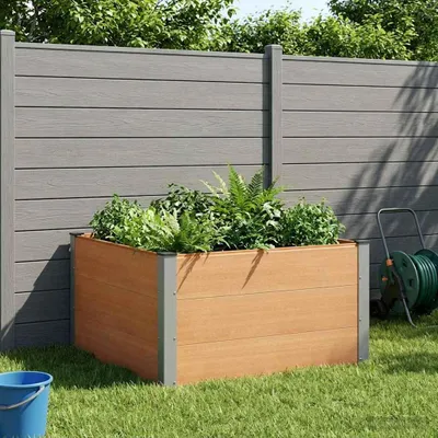 Obrázek produktu pro Maison Exclusive – Vyvýšený záhon hnědé barvy, rozměry 100 x 100 x 54 cm, materiál: WPC a hliník