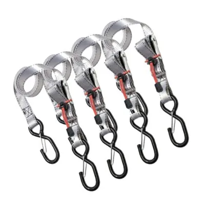 Produktbild von MASTER LOCK 1,80 m x 25 mm Zurrgurt mit Ratsche; 4er-Pack; Grau, Schwarz, Grau, Polyester, S-Haken, Umzug, Abschleppen, 2,5 cm, 180 cm