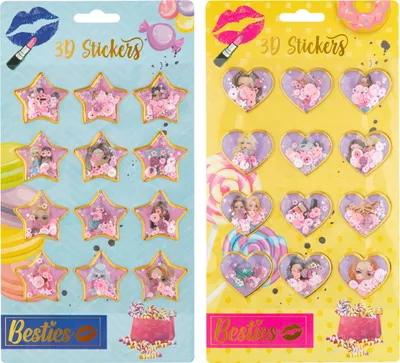 Produktbild von Besties Grafix 3D-Glitzeraufkleber, 12er-Pack