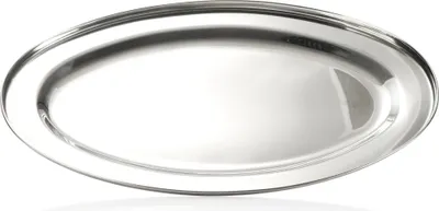 Produktbild von com-four® Servier-Tablett aus Edelstahl - ovales Tablett zum Servieren und Dekorieren - glänzendes Serviertablett