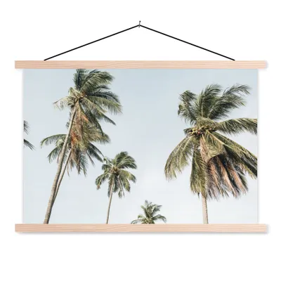 Produktbild von MuchoWow® Textilposter Palmen - Sommer - Tropisch 120x80 cm mit holzfarbenen Rahmen - Aufhängeset