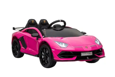 Produktbild von Kinderfahrzeug - Elektro Auto "Lamborghini Aventador SVJ" - lizenziert - 12V7AH, 2 Motoren- 2,4Ghz Fernsteuerung, MP3, Ledersitz+EVA+Lackiert-Rosa