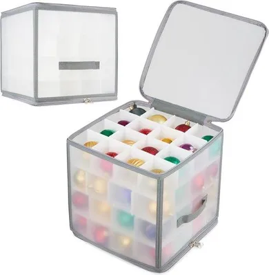 Produktbild von Famanu Aufbewahrungsbox für Weihnachtsdekoration - mit Trennwänden und Reißverschluss
