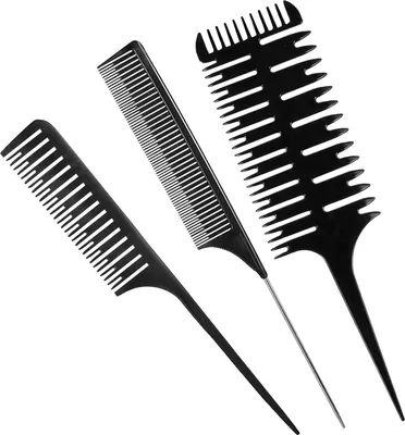 Image de 3 peignes à cheveux avec poignées en acier inoxydable et différents designs, accessoires de coiffure de haute qualité