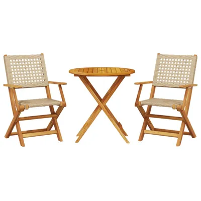 Obrázek produktu pro vidaXL 3dílný bistro set z béžového polyratanu a masivního dřeva