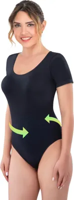 Produktbild von Damen Kurzarmbody Rundhals Bodysuit Blickdicht,formend Stretch Body Seamless1926