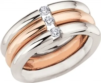 Produktbild von CEM Titan Ring, roségold plattiert, mit Zirkonia und Mehrsteiner, Größe 54
