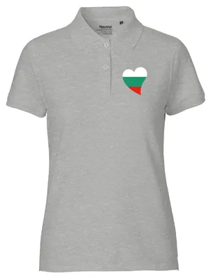 Produktbild von Huuraa Damen Polo Shirt Bulgarien Flagge Herz XS Sport Grey Bio Baumwolle Fairtrade Poloshirt Geschenkidee